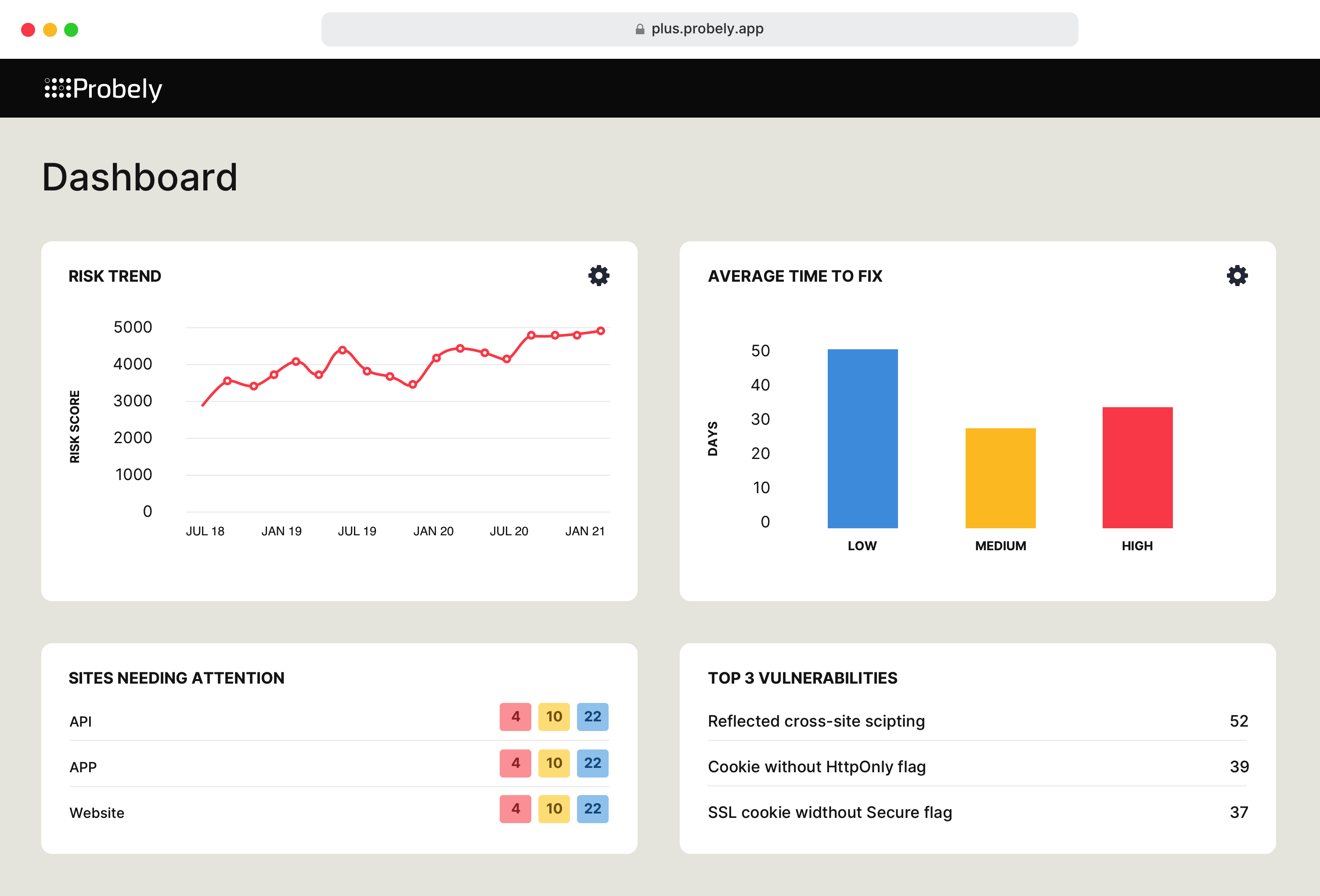 Application screenshot with instructions on how to fix vulnerabilities